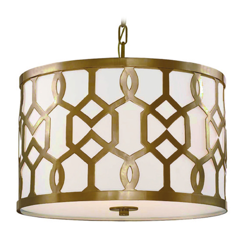 Crystorama Lighting Jennings Aged Brass Pendant Light with Drum Shade