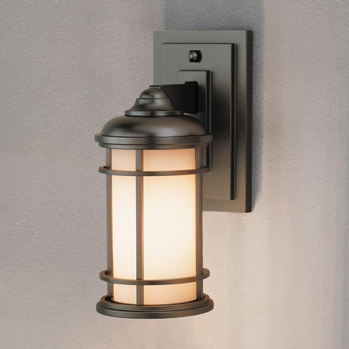 Generation Lighting Outdoor Wall Light with White Glass in Burnished Bronze Finish OL2200BB