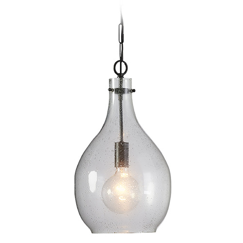 Capital Lighting Rabun Stone Seeded Glass Pendant in Dark Pewter by Capital Lighting 333813PW-473