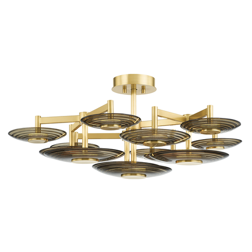Griston 44-Inch LED Semi-Flush Mount in Aged Brass by Hudson Valley