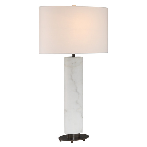 Currey and Company Lighting Currey and Company Stanhope White & Bronze Table Lamp with Oval Shade 6000-1029