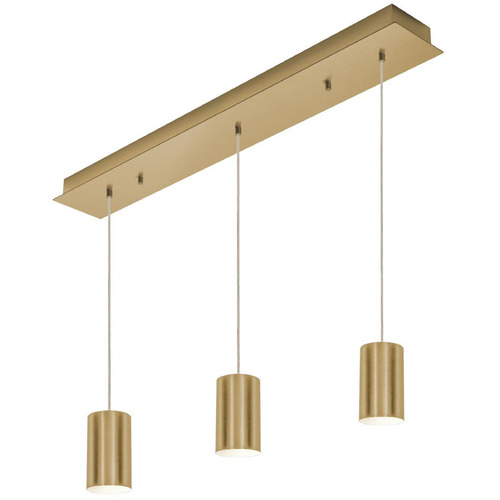 Afx Lighting Tyke Satin Brass Multi-Light Pendant with Cylindrical Shade