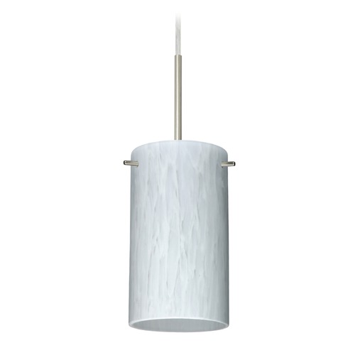 Besa Lighting Stilo Satin Nickel LED Mini-Pendant Light with Cylindrical Shade