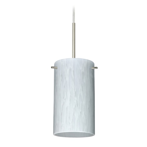 Besa Lighting Besa Lighting Stilo Satin Nickel LED Mini-Pendant Light with Cylindrical Shade 1BT-440419-LED-SN