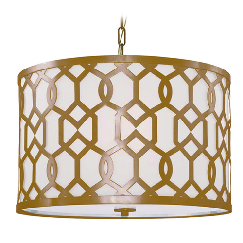 Crystorama Lighting Crystorama Lighting Jennings Aged Brass Pendant Light with Drum Shade 2266-AG