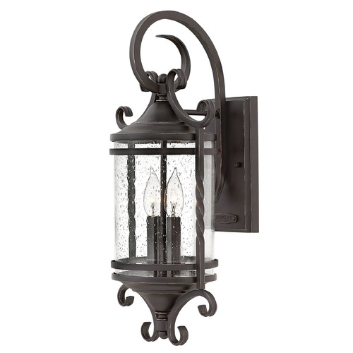 Hinkley Traditional Seeded Glass Black Outdoor Wall Light 2 Lt by Hinkley 1143OL-CL