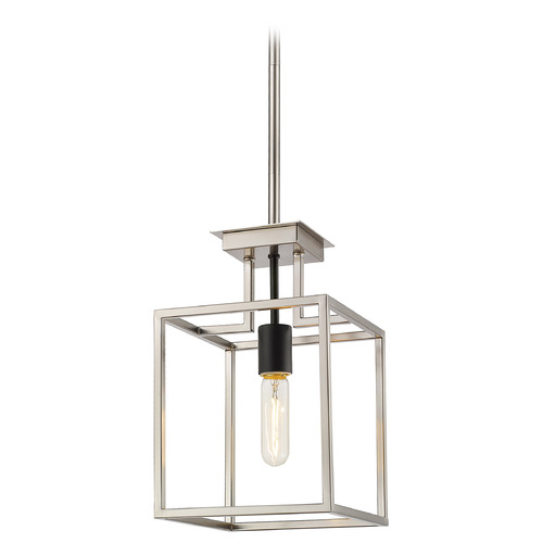 Z-Lite Quadra Brushed Nickel & Black Mini Pendant by Z-Lite 456MP-BN-BK