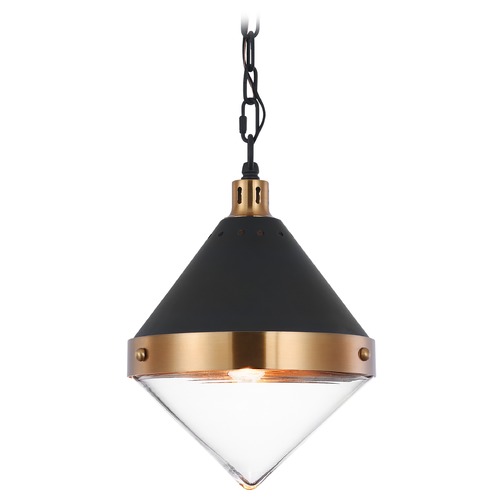 Sphericon Matte Black & Aged Gold Pendant by Matteo Lighting
