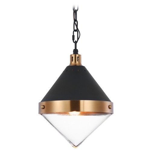 Matteo Lighting Sphericon Matte Black & Aged Gold Pendant by Matteo Lighting C72201AGCL