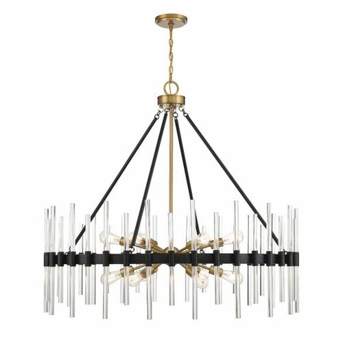 Savoy House Santiago 12-Light Crystal Chandelier in Black & Brass by Savoy House 1-1934-12-143