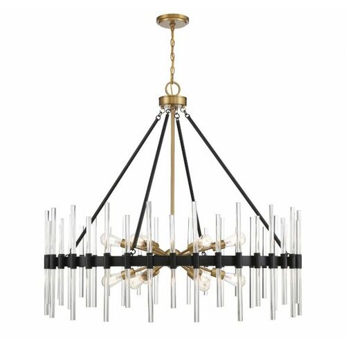 Santiago 12-Light Crystal Chandelier in Black & Brass by Savoy House