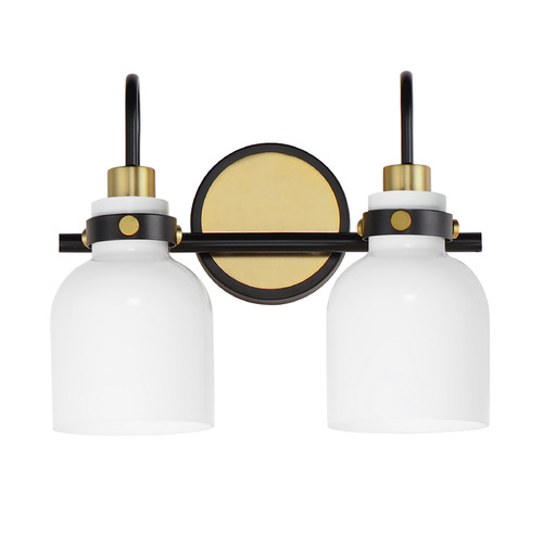 Maxim Lighting Milk Satin Brass & Black Bathroom Light by Maxim Lighting 12332WTBKSBR