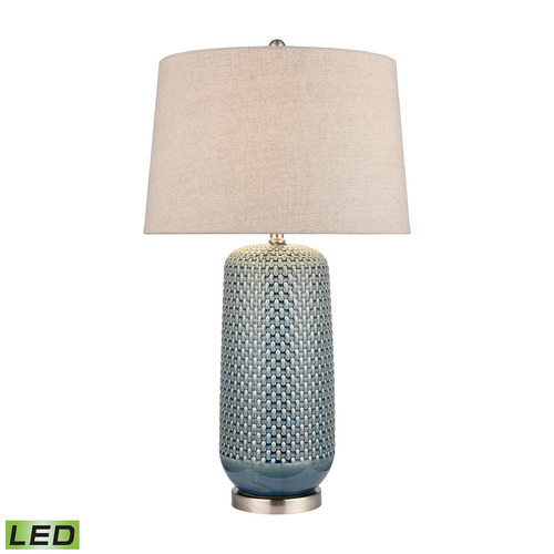 Elk Lighting Elk Lighting Dawlish Bay Blue Glazed & Satin Nickel LED Table Lamp with Empire Shade S0019-9484-LED