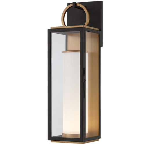 Troy Lighting Gareth Patina Brass & Textured Black LED Outdoor Wall Light