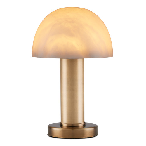 Currey and Company La Gravite Natural & Brass Table Lamp with Bowl / Dome Shade