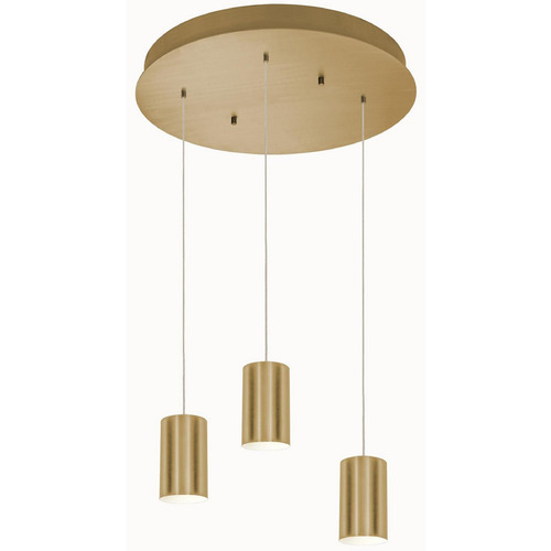 Afx Lighting Tyke Satin Brass Multi-Light Pendant with Cylindrical Shade