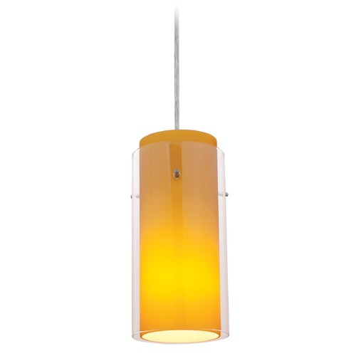Access Lighting Glass`n Glass Cylinder Brushed Steel LED Mini Pendant by Access Lighting 28033-3C-BS/CLAM