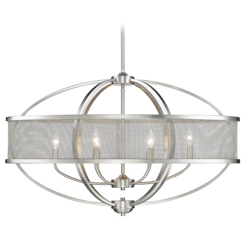 Colson Pewter Pendant with Oval Shade by Golden Lighting
