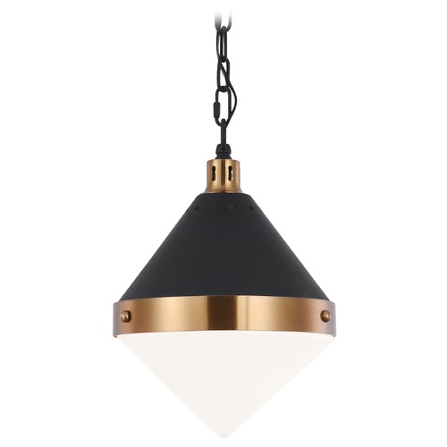 Matteo Lighting Sphericon Matte Black & Aged Gold Pendant by Matteo Lighting C72201AGOP