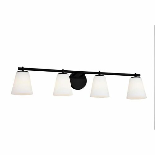 Justice Design Group Alpino 4-Light Bath Light in Black by Evolv by Justice Design Group FSN-8034-OPAL-MBLK