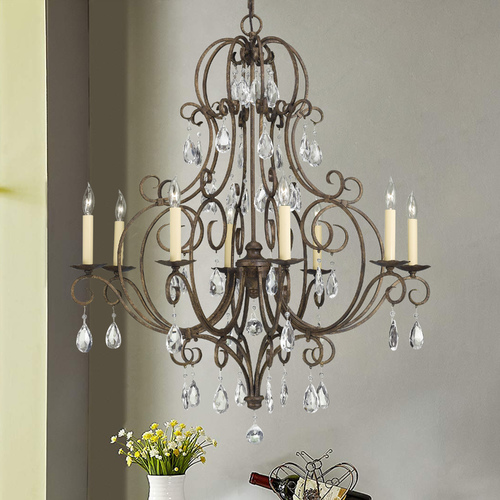 Generation Lighting Chateau 8-Light Crystal Chandelier in Mocha Bronze by Generation Lighting F2303/8MBZ