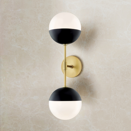 Renee Aged Brass & Black Sconce by Mitzi by Hudson Valley