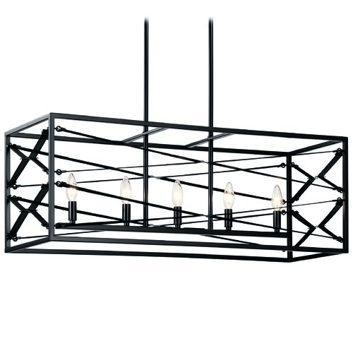 Kichler Lighting Sevan 37-Inch Black Linear Chandelier by Kichler Lighting 52140BK