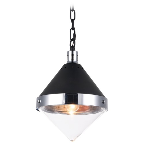 Matteo Lighting Sphericon Matte Black & Chrome Pendant by Matteo Lighting C72201CHCL