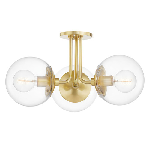 Mitzi by Hudson Valley Mitzi Kyla Aged Brass 3-Light Semi-Flush Mount H503603-AGB