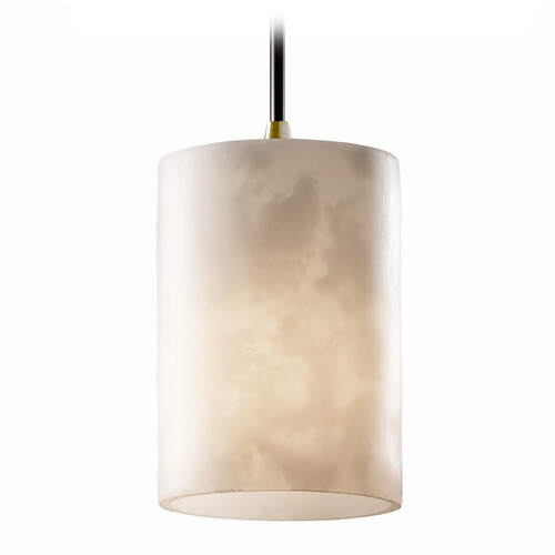 Justice Design Group Pendants Antique Brass Mini-Pendant Light with Cylindrical Shade