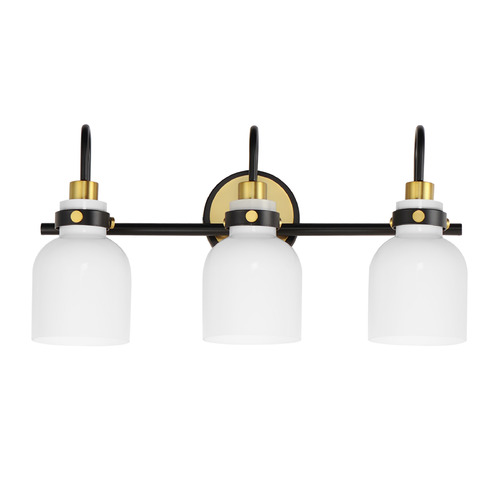 Maxim Lighting Milk Satin Brass & Black Bathroom Light by Maxim Lighting 12333WTBKSBR