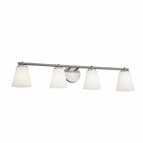 Justice Design Group Alpino 4-Light Bath Light in Nickel by Evolv by Justice Design Group FSN-8034-OPAL-NCKL