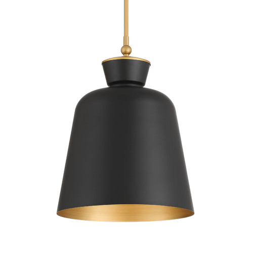 Holloway Pendant in Matte Black & Legacy Brass by Minka Lavery