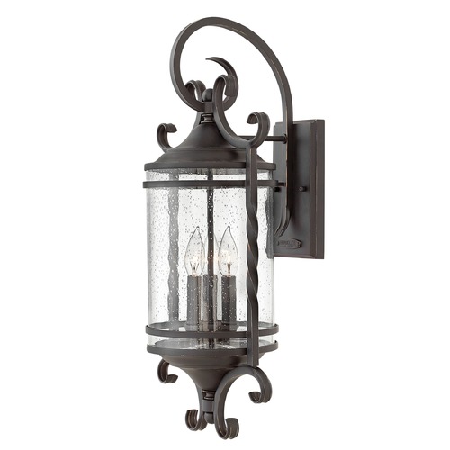 Hinkley Traditional Seeded Glass Black Outdoor Wall Light 3 Lt by Hinkley 1148OL-CL
