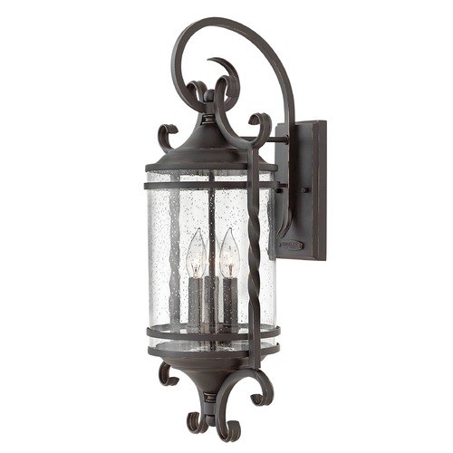 Traditional Seeded Glass Black Outdoor Wall Light by Hinkley Lighting