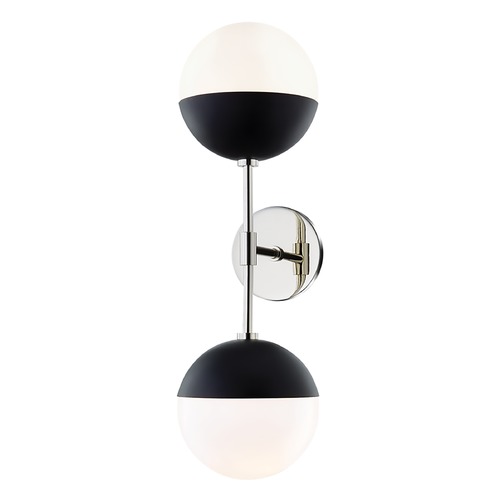 Mitzi by Hudson Valley Renee Polished Nickel & Black Sconce by Mitzi by Hudson Valley H344102A-PN/BK