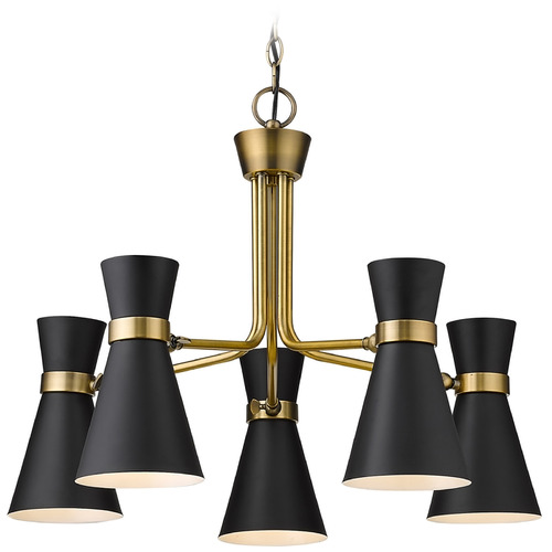 Soriano Matte Black & Heritage Brass Chandelier by Z-Lite