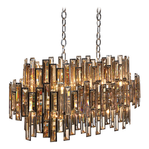 Vienna 41-Inch Oval Chandelier in Chrome & Amber by Eurofase Lighting