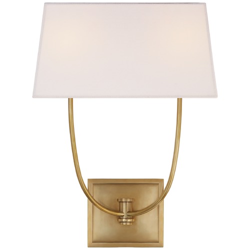 Visual Comfort Signature Collection E.F. Chapman Venini Double Sconce in Antique Brass by Visual Comfort Signature CHD2621ABL