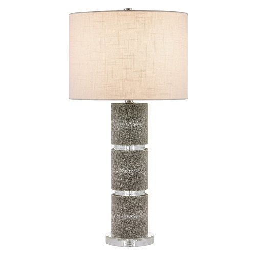 Currey and Company Lighting Currey and Company Lofitt Gray & Clear Table Lamp with Drum Shade 6000-1034