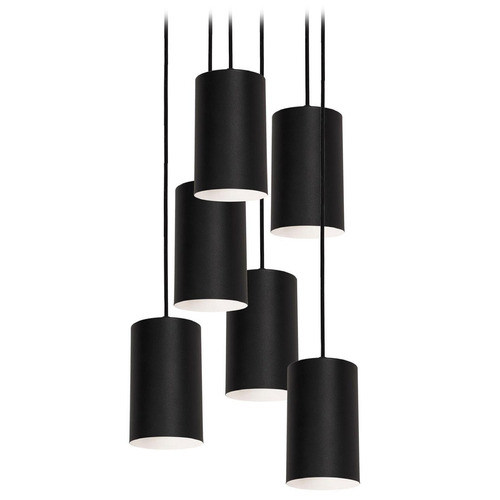 Afx Lighting Tyke Black Multi-Light Pendant with Cylindrical Shade
