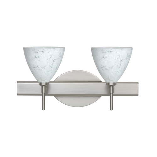 Modern Bathroom Light White Glass Satin Nickel by Besa Lighting