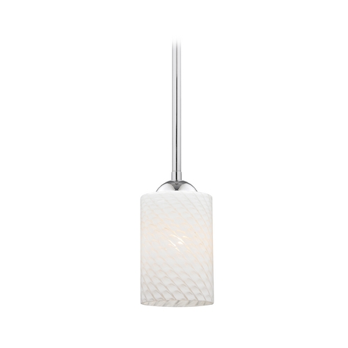 Chrome Mini-Pendant Light with White Art Glass