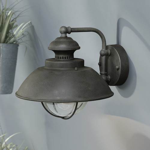Seeded Glass Outdoor Wall Light Gray by Vaxcel Lighting
