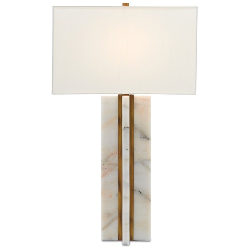 Currey and Company Lighting Currey and Company Khalil Marble / Antique Brass Table Lamp with Rectangle Shade 6000-0250