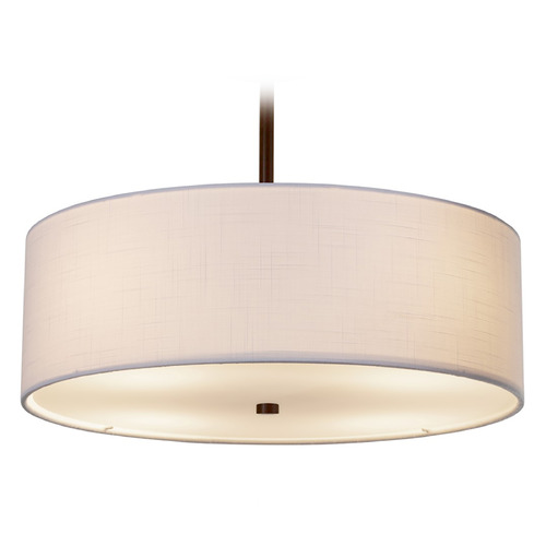 Justice Design Group Justice Design Group Classic Dark Bronze Pendant Light with Drum Shade FAB-9591-WHTE-DBRZ