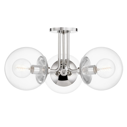 Mitzi by Hudson Valley Mitzi Kyla Polished Nickel 3-Light Semi-Flush H503603-PN