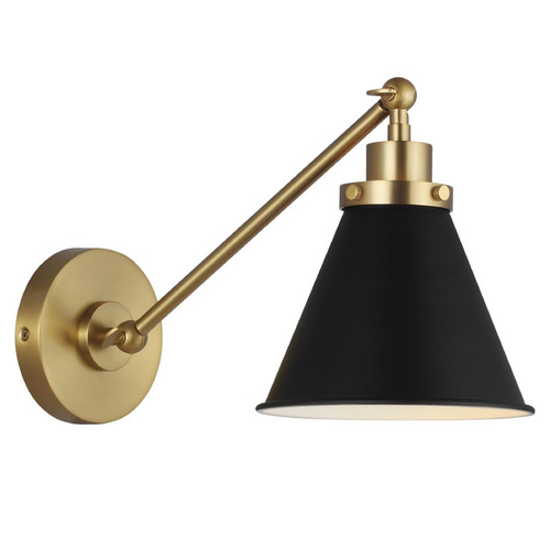 Visual Comfort Studio Collection Wellfleet Task Sconce in Brass & Black by Visual Comfort Studio CW1121MBKBBS