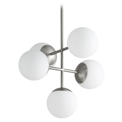 Nebula 5-Light Small Globe LED Pendant in Nickel by Oxygen Lighting