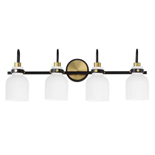 Maxim Lighting Milk Satin Brass & Black Bathroom Light by Maxim Lighting 12334WTBKSBR